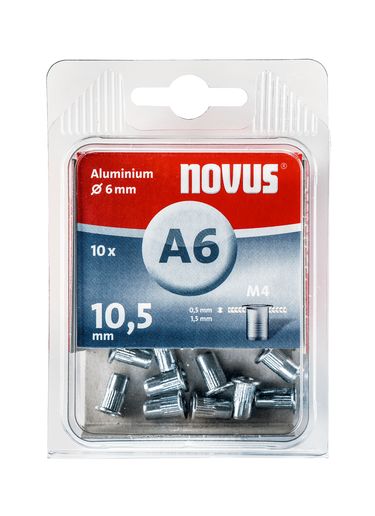 NOVUS Aluminium rivet nut Type A6 M4