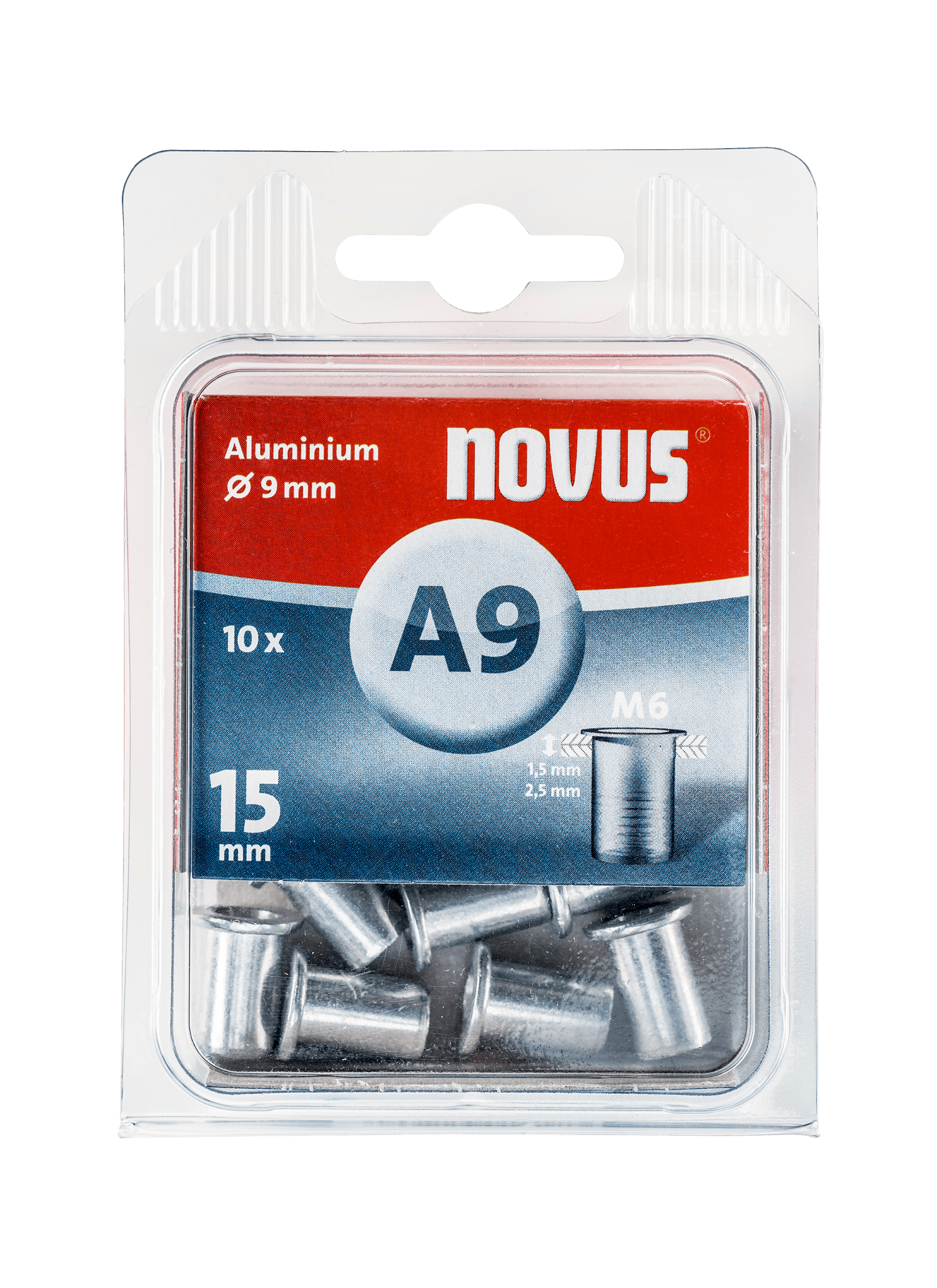 NOVUS Aluminium rivet nut Type A9 M6