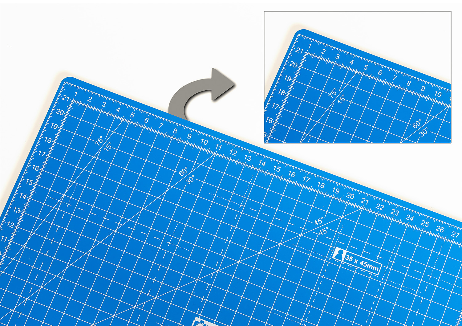The cutting mat is printed on both front and reverse so you can use either side, extending its service life.