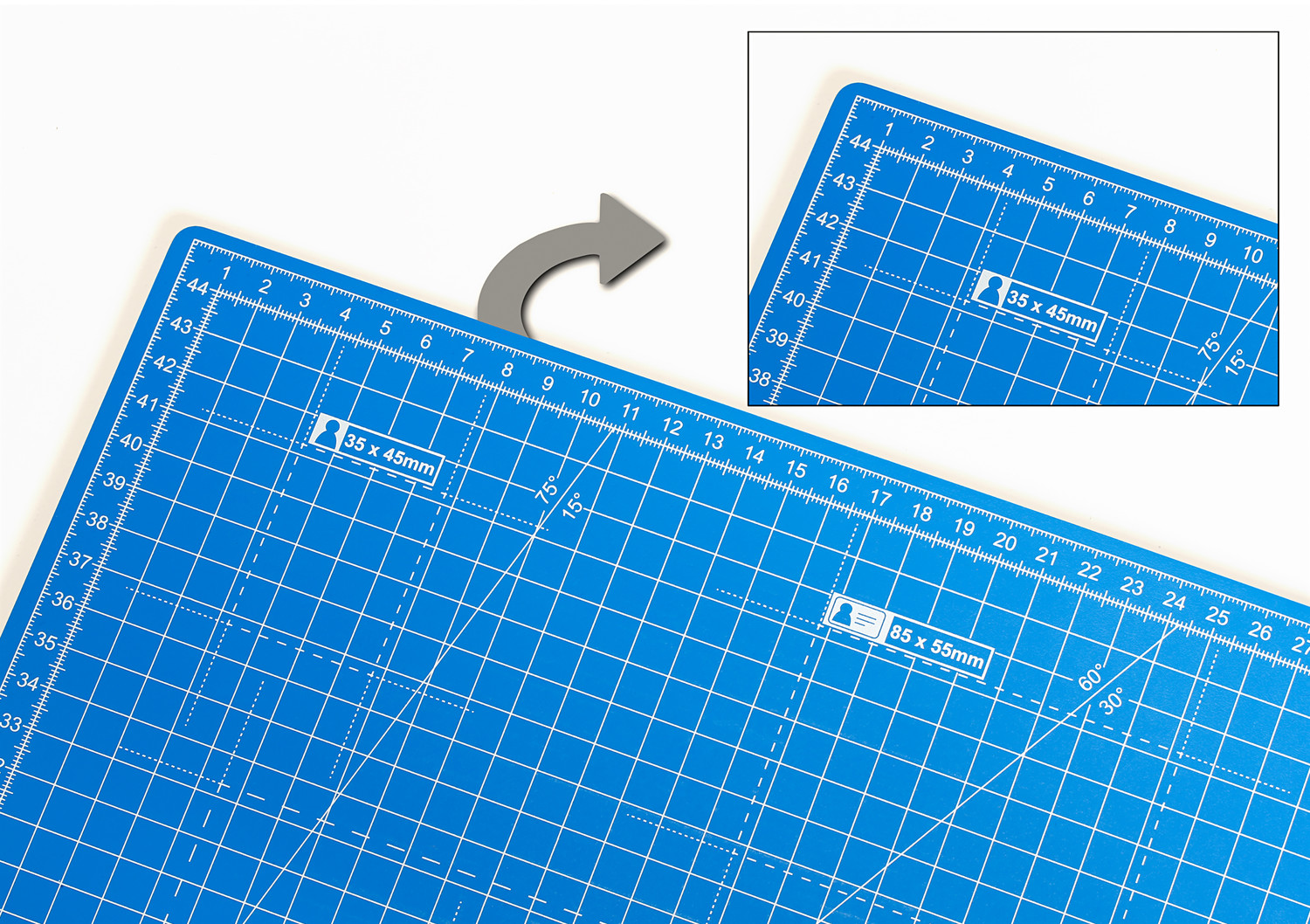 The cutting mat is printed on both front and reverse so you can use either side, extending its service life.