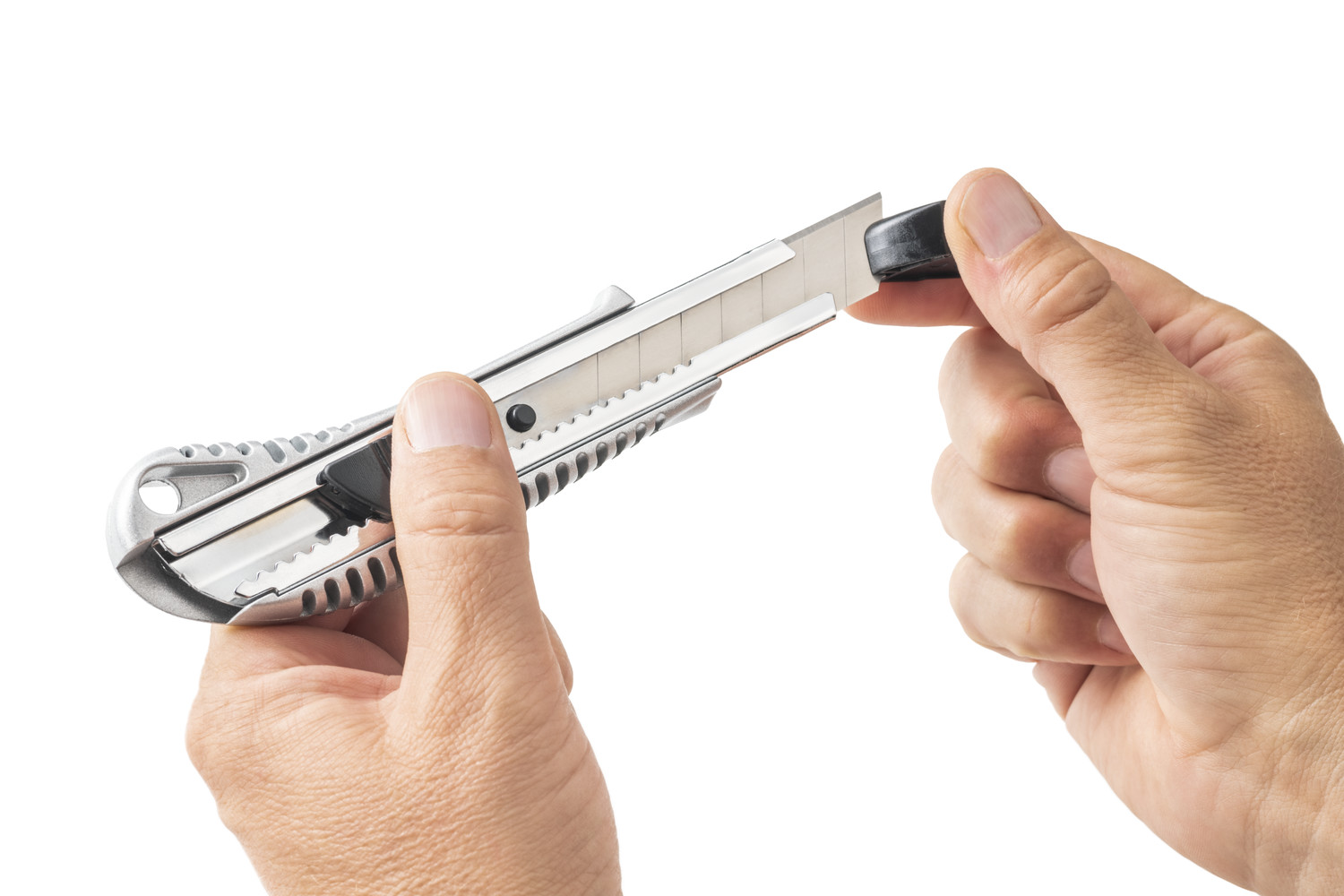 Praktická pomůcka na odlomení nože integrovaná v rukojeti