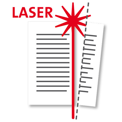 Precision laser beam line indication provides professional cutting results
