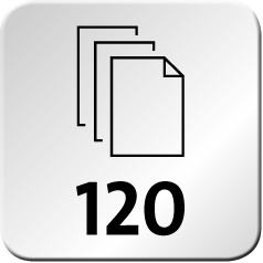 Maximum number of sheets of 80 g/m² paper. The maximum capacity in this case is 120 sheets.