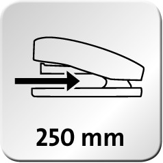 De maximale inlegdiepte voor papier is 250 mm.