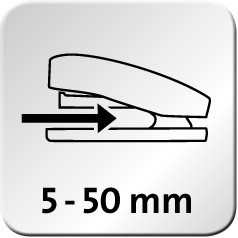 Die maximale Einlegetiefe für das Papier beträgt 5 bis 50 mm.