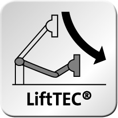 De LiftTEC®-arm is dankzij de gasdruktechniek supereenvoudig traploos in hoogte verstelbaar.