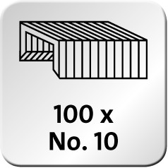 This device can process staples of type No.10. A maximum of 100 staples can be inserted.