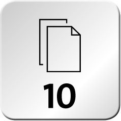 Maximum number of sheets of 80 g/m² paper. The maximum capacity in this case is 10 sheets.