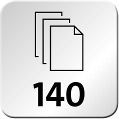 Maximum number of sheets of 80 g/m² paper. The maximum capacity in this case is 140 sheets.