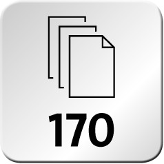 Maximum number of sheets of 80 g/m² paper. The maximum capacity in this case is 170 sheets.