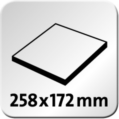 The value indicates the size of the support plate in mm.