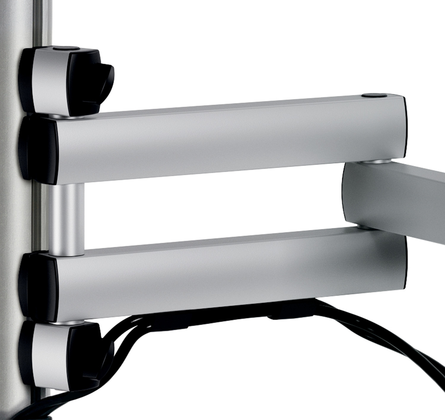 the cable holder in the folding arm ensures a safe and tidy cable management