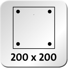 This adapter plate allows monitors with VESA standard 200x200 and 200x100 to be easily mounted. The value indicates the hole spacing in mm.