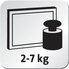 The weight indicates the maximum load-bearing capacity of the supporting element or the maximum weight of an attachable tablet in kilograms.