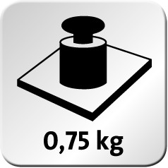 The weight indicates the maximum load-bearing capacity of the supporting element or the maximum weight of an attachable tablet in kilograms.